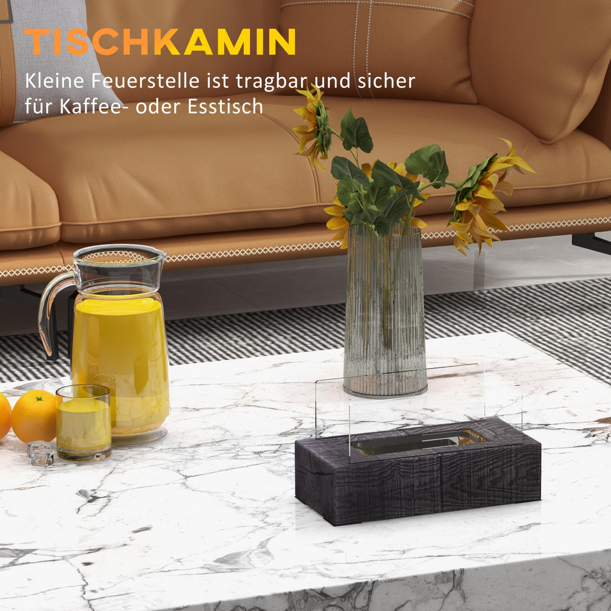 ETHANOL Kamin, 1000BTU Tischfeuer, mit Feuerdeckel, Edelstahl, Grau - Grau, Metall (16/18/33cm) - HOMCOM