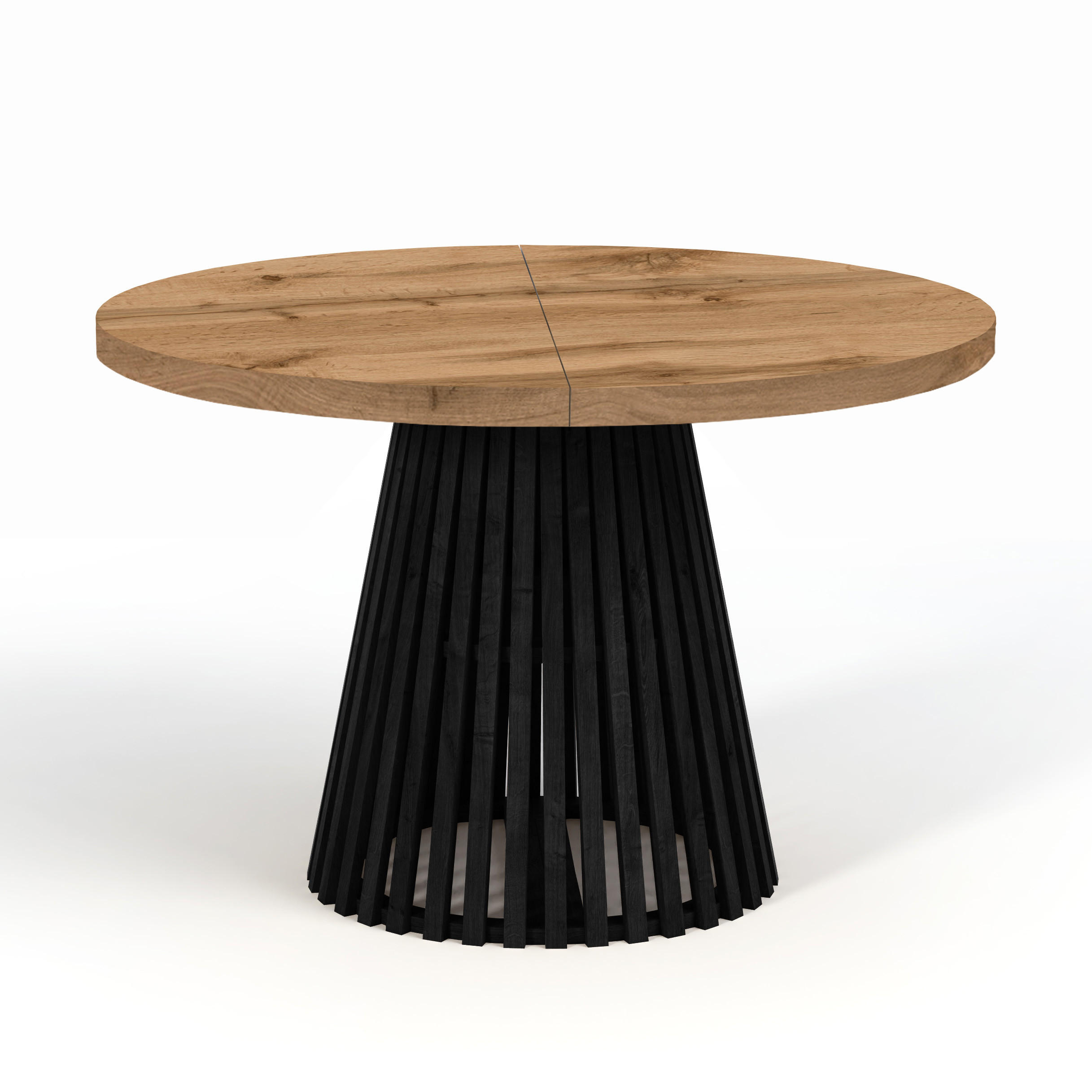 ESSTISCH runder ausziehbarer Tisch für Esszimmer DOVER 110 / 160 cm, Farbe: Eiche Wotan / Schwarz - Eiche Wotan/Schwarz, Holz (160/110/77cm) - Dekori_Interiors