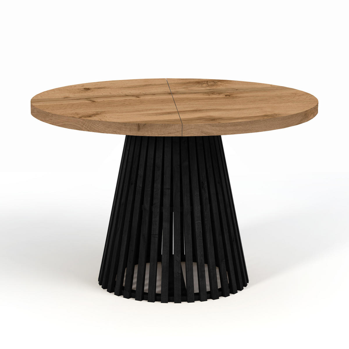 ESSTISCH runder ausziehbarer Tisch für Esszimmer DOVER 90 / 190 cm, Farbe: Eiche Wotan / Schwarz - Eiche Wotan/Schwarz, Holz (190/90/77cm) - Dekori_Interiors