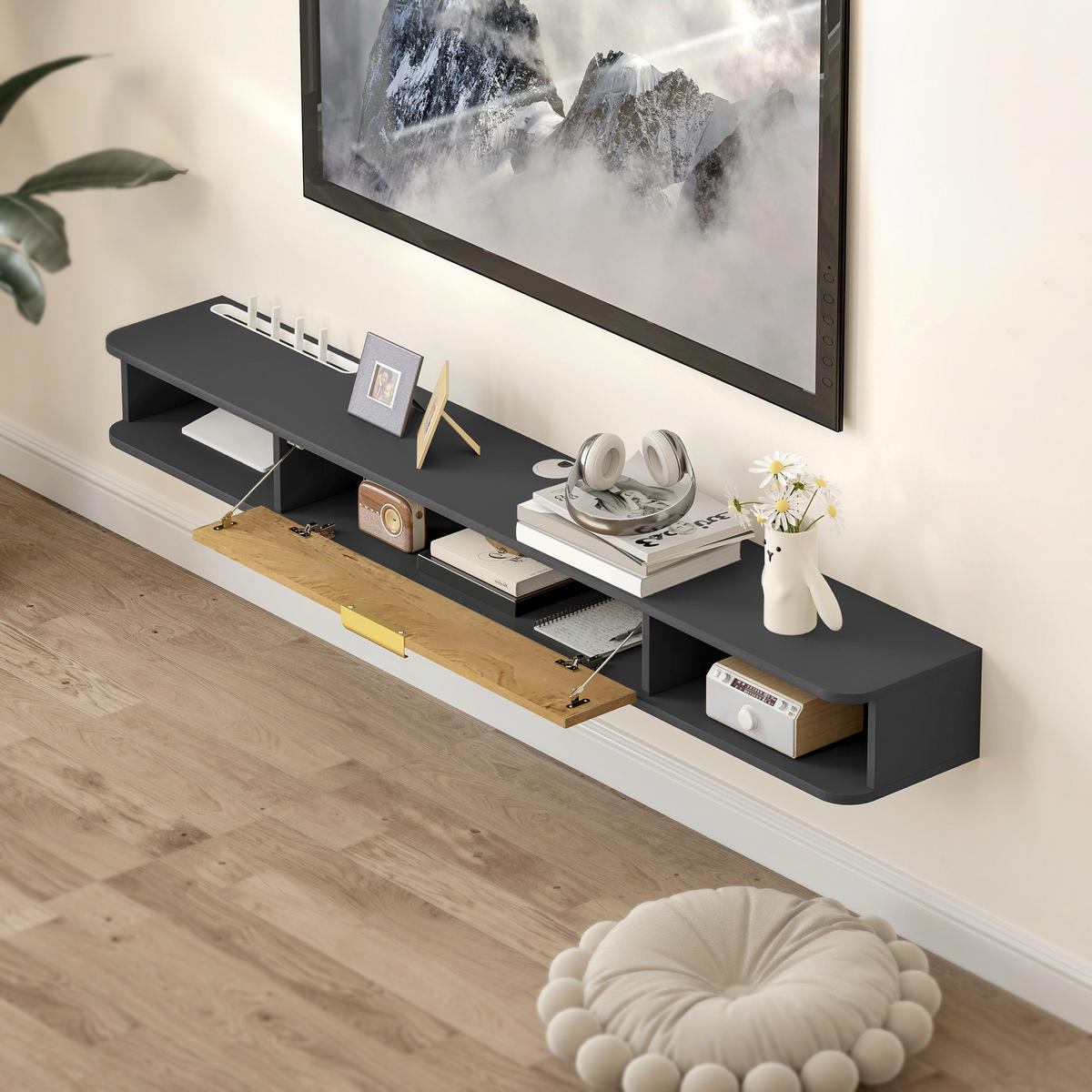 LOWBOARD DE-16114 160/24/16 cm Grau - Grau, Holzwerkstoff (160/16/24cm) - ComfortXL