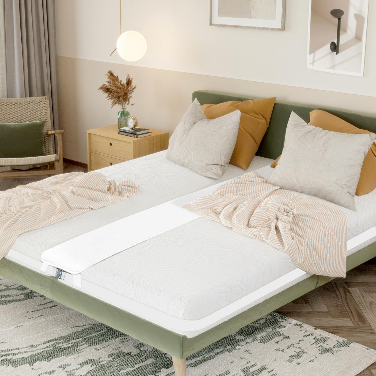 MATRATZENBRÜCKE mit Spanngurt 200cm - Weiß, Textil (25/200cm) - Vercart