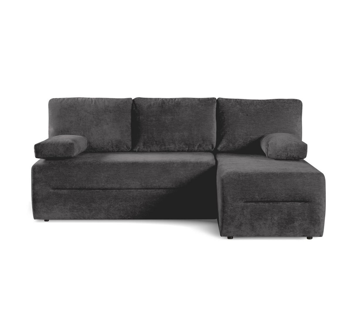 ECKSOFA LOFER Rechtsausleger Ohne Armlehnen Schlaffunktion Graphit 206x155 cm - Graphitfarben, Textil (206/155cm) - Bettso