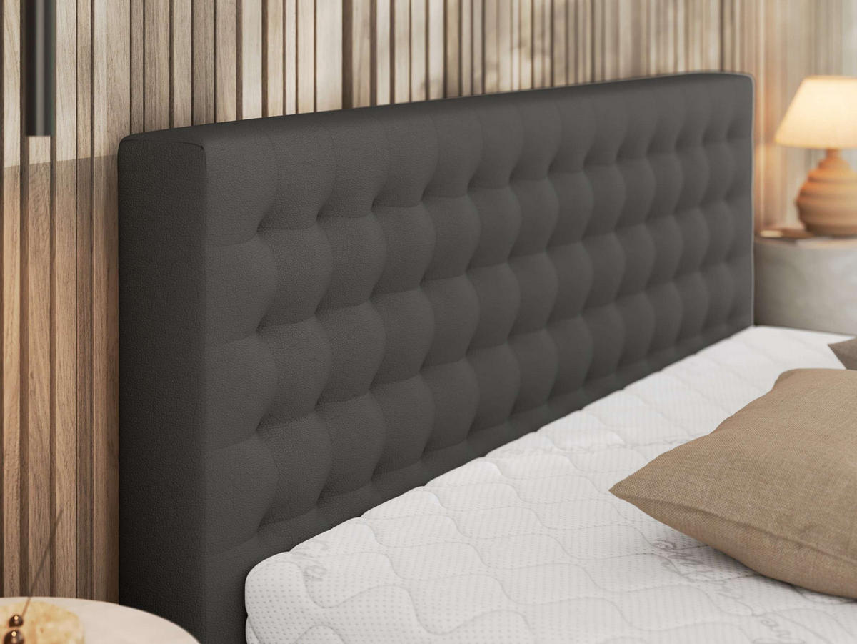 POLSTERBETT PAVO CLASSIC 160/200 - Grau Kunstleder - Pocket-Matratze - Grau, Textil (160/200cm) - MKS