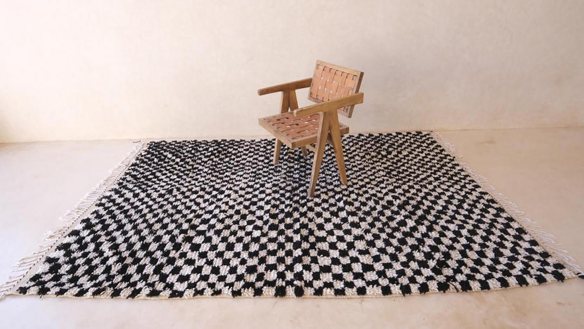 BERBERTEPPICH aus Marokko kariert 200x 300 cm - Schwarz, Naturmaterialien (200/300cm) - AFK Living