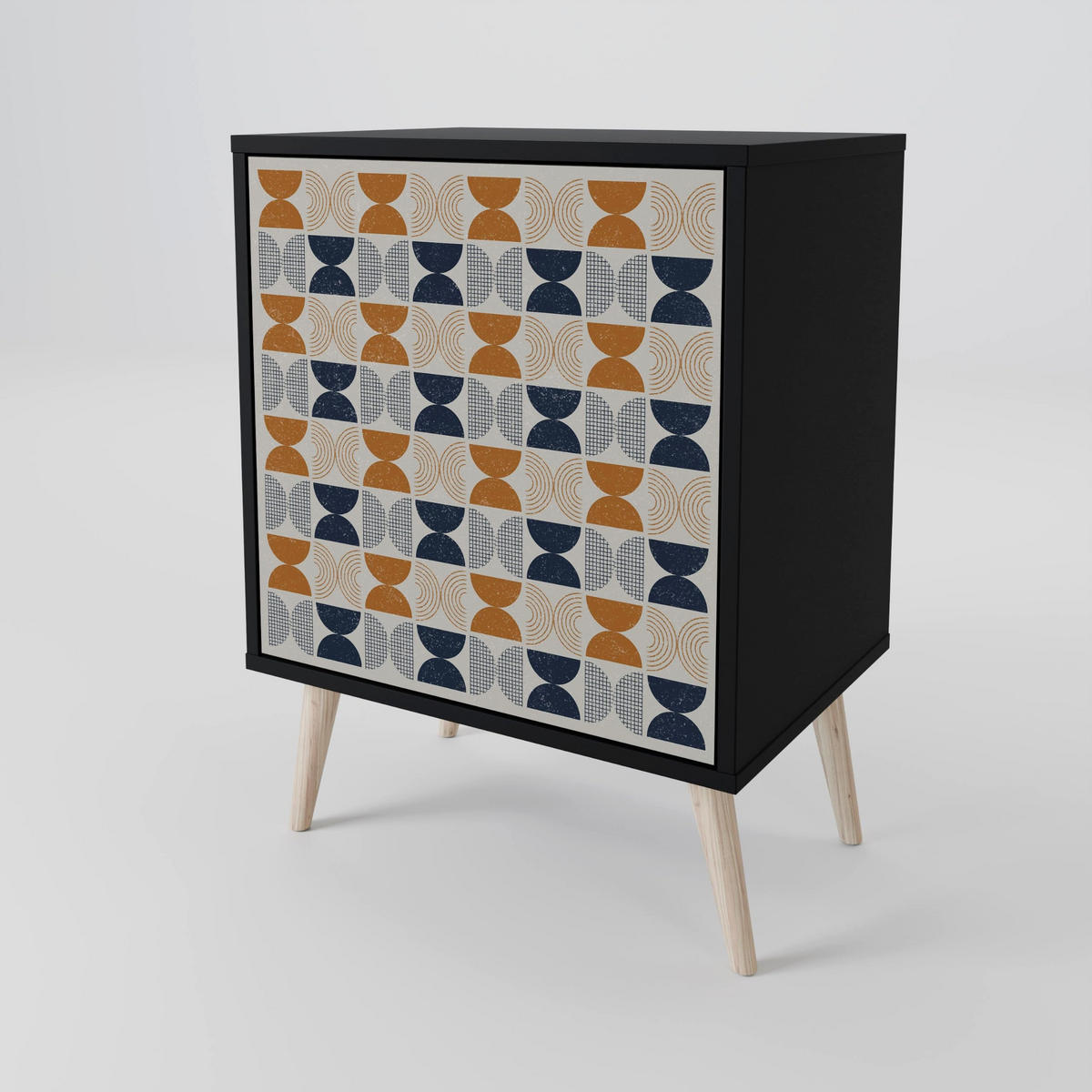 SIDEBOARD REFLECTION RANGE, Schwarz, 57,5x42x72,5 cm, Schwarze Metallfüße - Multicolor/Schwarz, Holzwerkstoff/Metall (57.5/72.5/42cm) - SpaceRebels