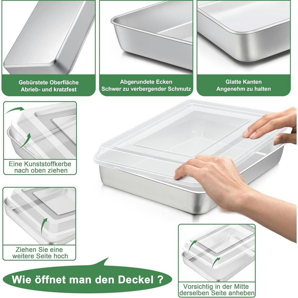 BACKBLECH mit Deckel 31,6 x 24,6 x 5 cm - Silberfarben, Metall (31.6/5/5cm)