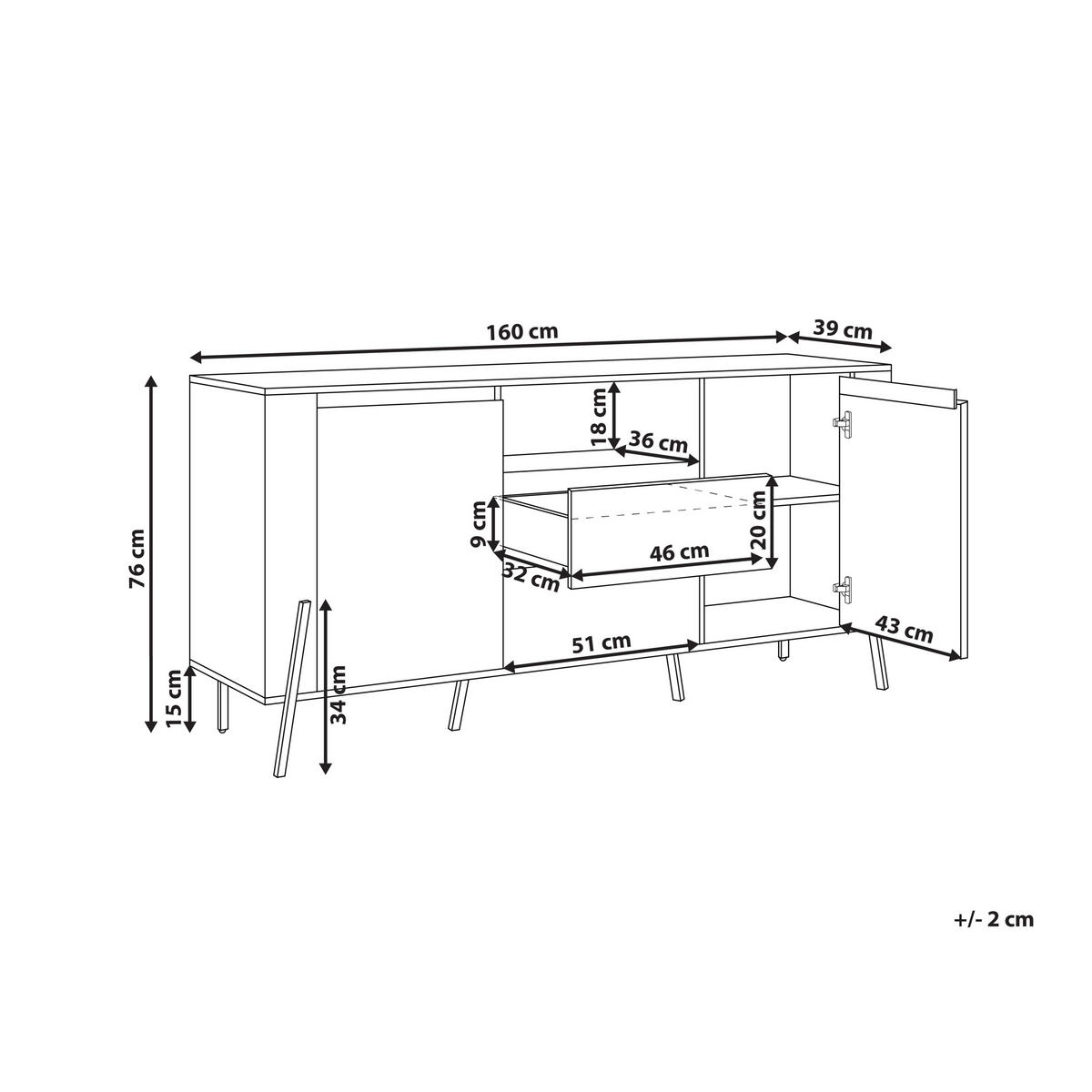 SIDEBOARD se 2 dveřmi Bílý Blackpool - bílá, kompozitní dřevo (160/76/39cm) - Beliani