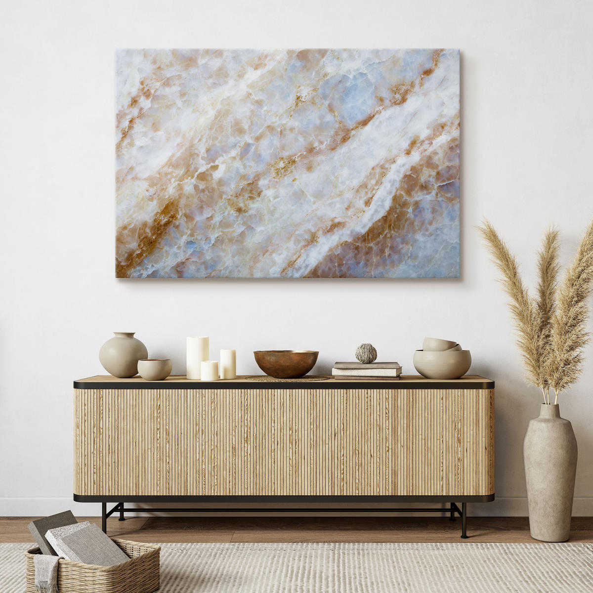 BILD für Schlafzimmer ABSTRAKTION Marmor Moderne Muster 120/80 cm - Blau/Beige, Textil (120/80cm) - Muralo