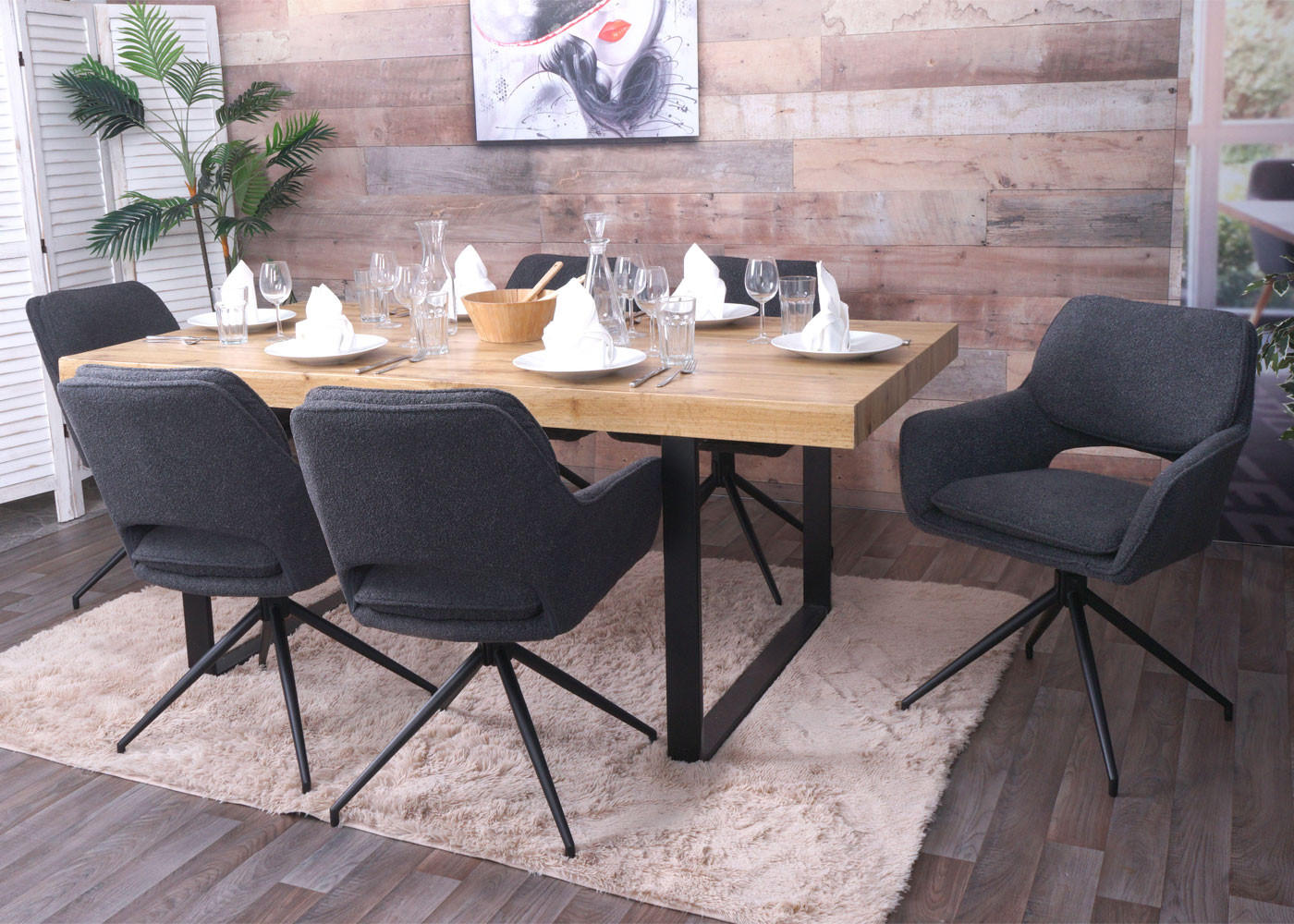 Thumbnail - MCW Esszimmerstuhl, Dunkelgrau, Textil, 57x86x61 cm, Esszimmer, Stühle, Esszimmerstühle, Armlehnenstühle