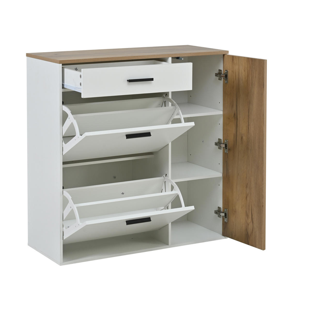 SCHUHSCHRANK aus Spanplatte 85x36x85cm in Weiß mit 5-teiligem Flurset - Weiß, Holzwerkstoff (85/85/36cm) - Modfu