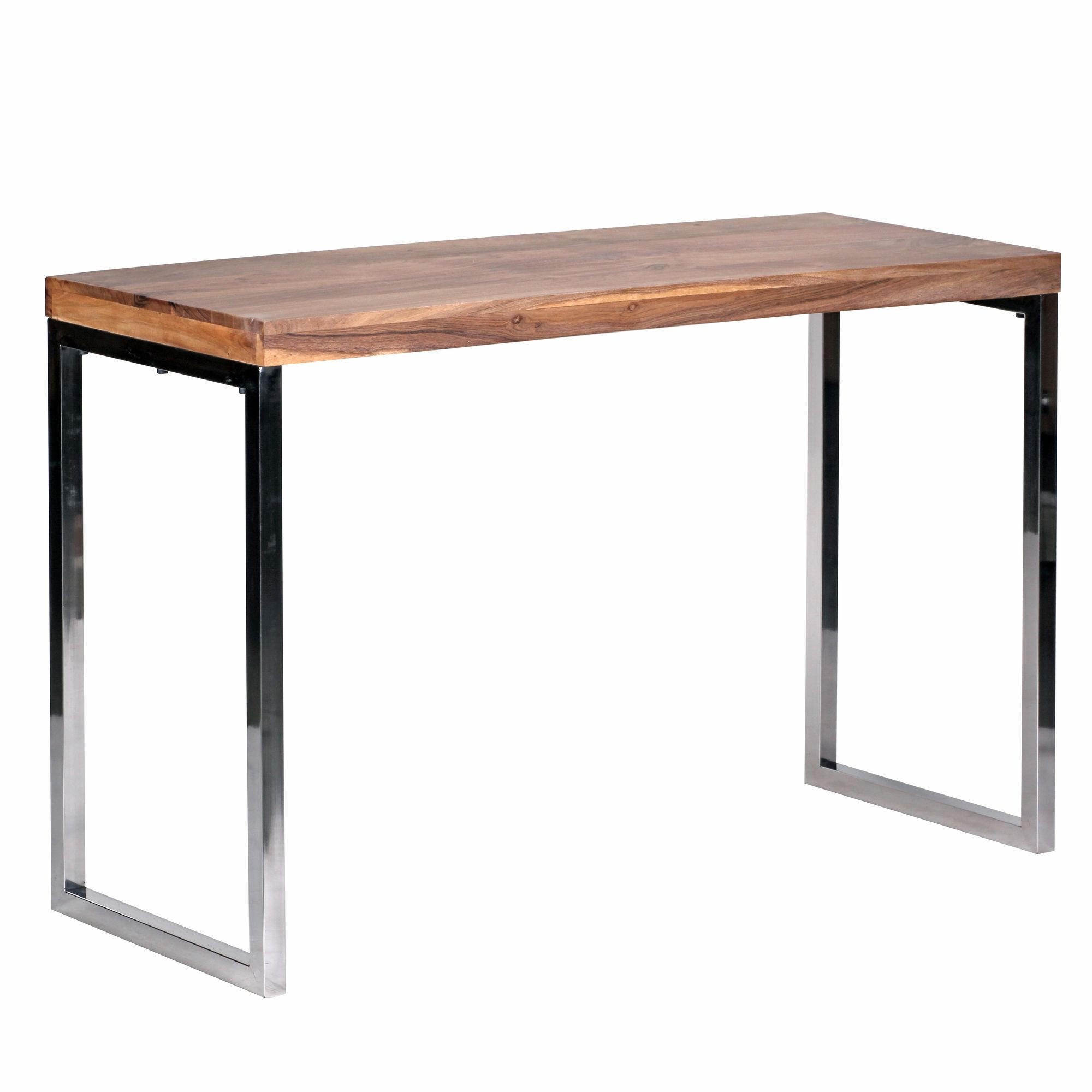 KONSOLENTISCH Massivholz Metallbeine Landhausstil GUNA, Akazie 45x120x77 cm - Silberfarben/Akaziefarben, Holz/Metall (120/45/77cm) - KADIMA DESIGN