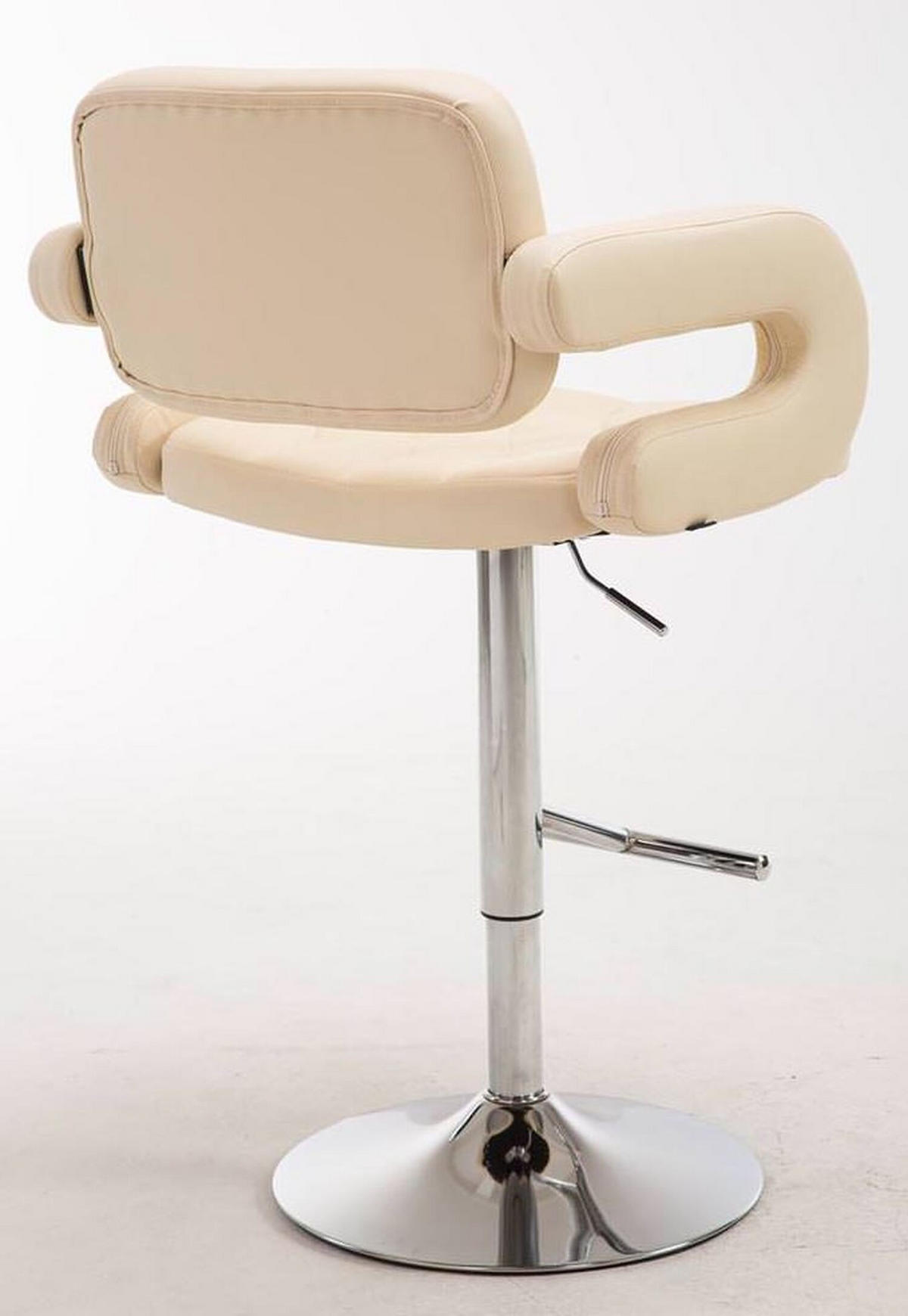 BARHOCKER Dubai, 2er Set, Gestell Metall in Chromoptik, Kunstleder Creme - Chromfarben/Creme, Kunststoff/Textil (52/100/55cm) - TPFLiving