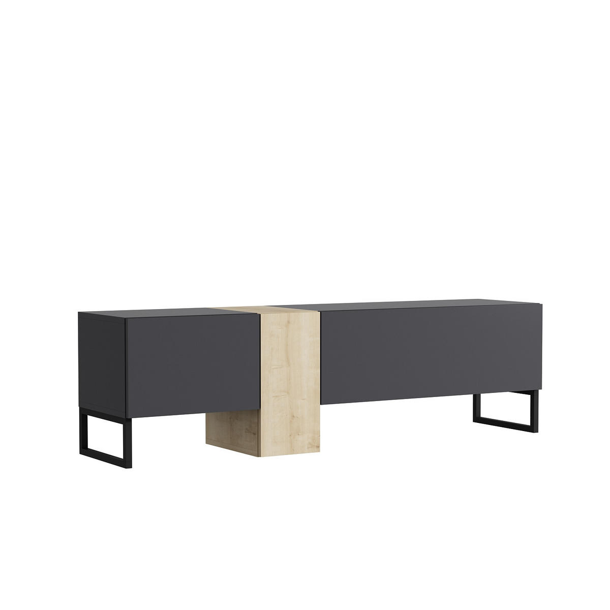 TV-LOWBOARD Anthrazit Saphir mit Metall Füße 9161 - Anthrazit/Beige, Holzwerkstoff/Metall (157/45/37cm) - moebel17