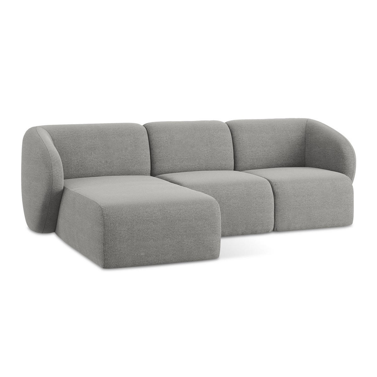 ECKSOFA Links Bouclé Stoff Grau - Hellgrau/Schwarz, Holzwerkstoff/Kunststoff (248/166cm) - LaMiaSofa