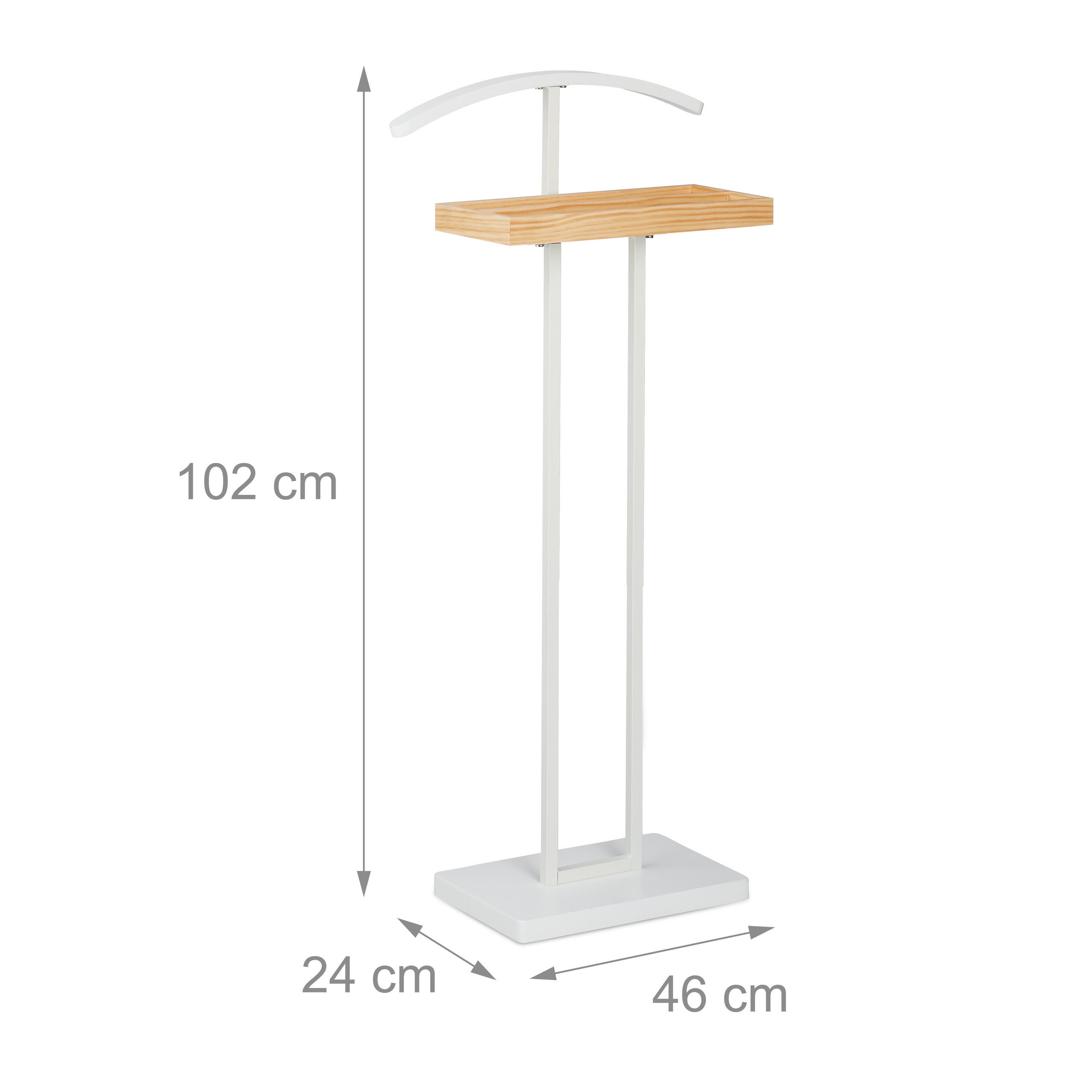 Thumbnail - Relaxdays Herrendiener, Weiß, Holzwerkstoff, Metall, Holz, 46x102x24 cm, Schlafzimmer, Herrendiener