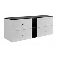 WASCHBECKUNTERSCHRANK GUSTO 140 cm mit Arbeitsplatte Farbe: Matt Schwarz mit einem Regal Matt Weiß - Schwarz/Weiß, Holzwerkstoff (140/58/46cm) - Rodan