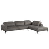 ECKSOFA mit Ottomane - Schwarz/Grau, Leder/Metall (325/238cm) - home24
