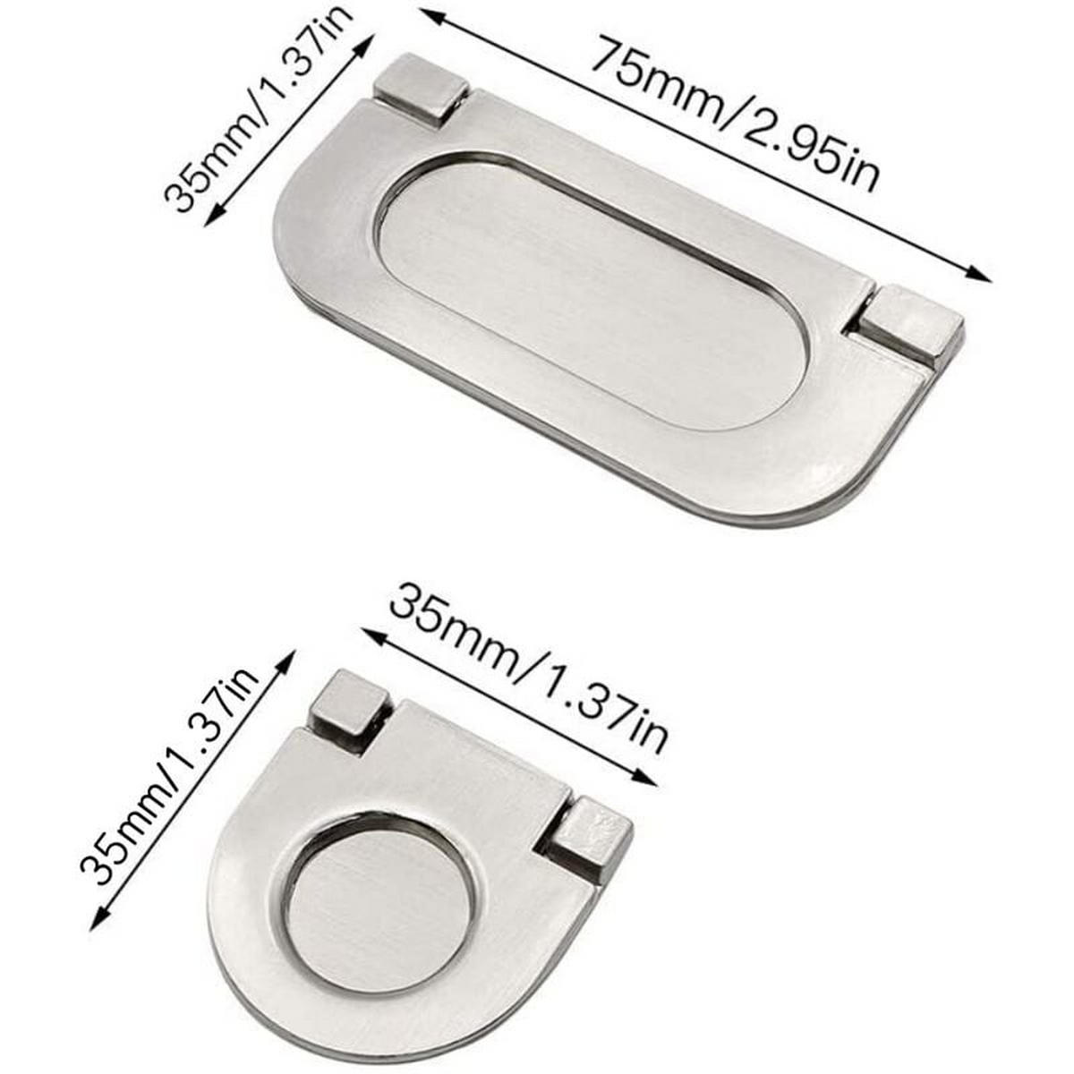 LOT de 4 Poignées Tiroir Invisibles 35/75mm Poignées Meuble avec Vis pour Armoire Cabinet Commode Argent - Silberfarben, Metall (3.5/3.5/0.75cm)