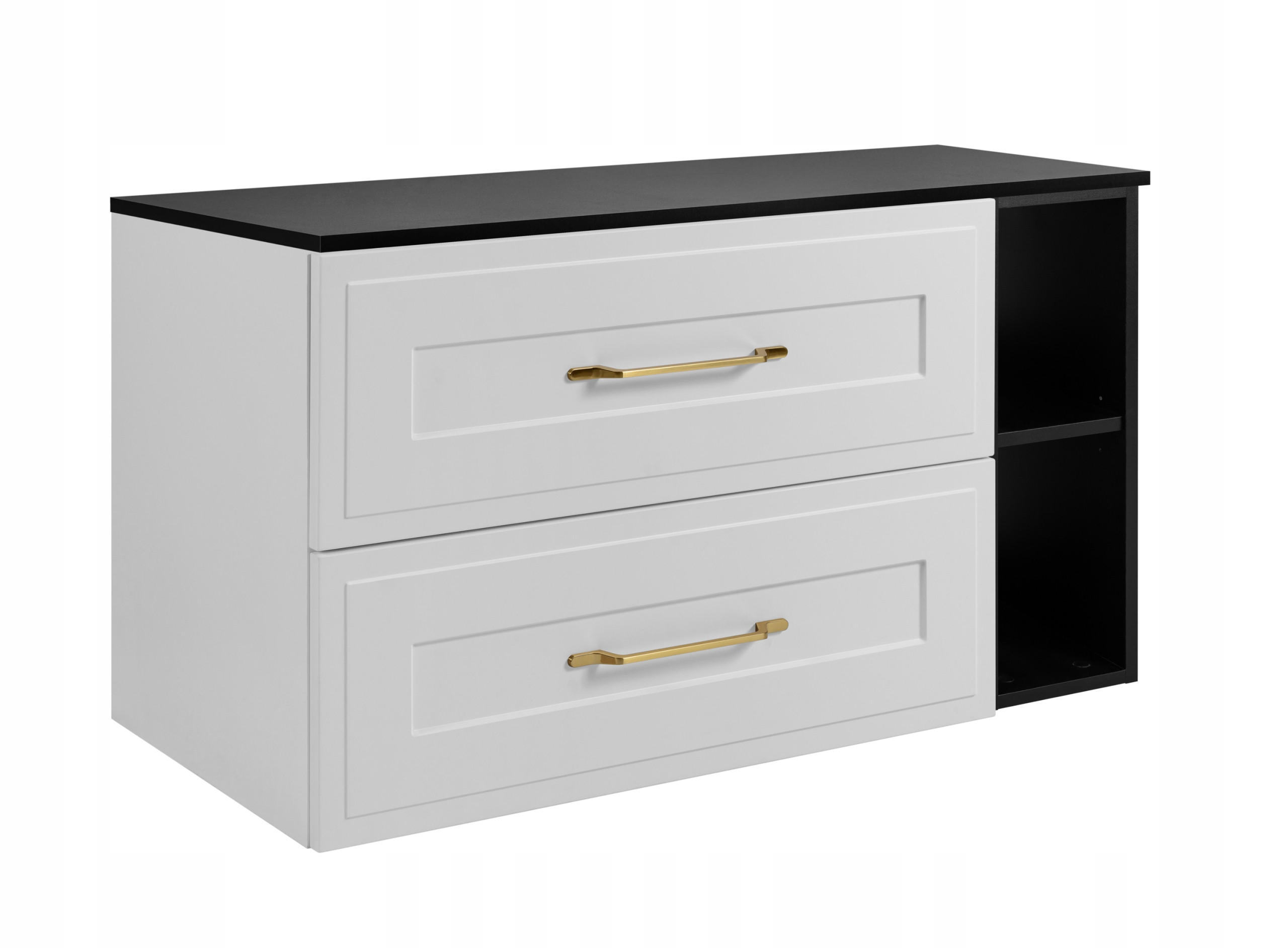 WASCHBECKUNTERSCHRANK CLASSIC 100 cm mit Arbeitsplatte Farbe: Matt Schwarz mit einer Matt Weißen Platte - Schwarz/Weiß, Holzwerkstoff (100/58/46cm) - Rodan