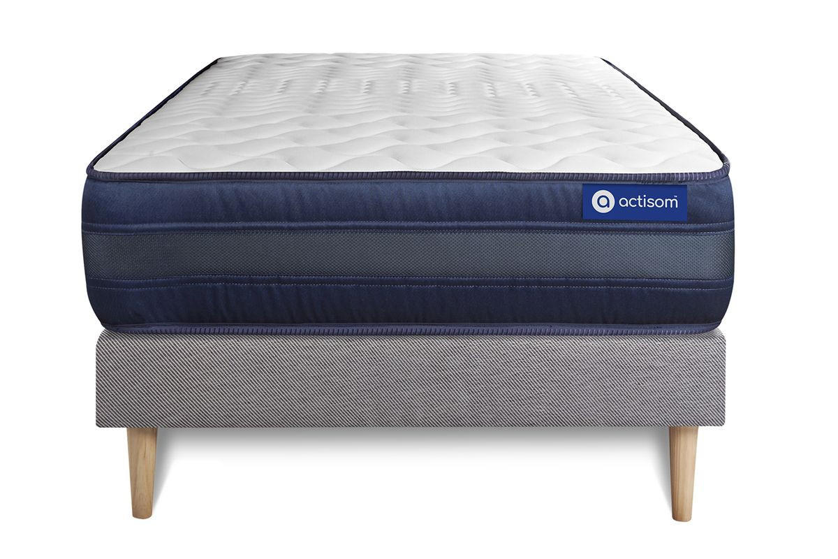BETT Actilatex tech Latex und Memory-Schaum 90 x 200 cm h4 - Kit Bettgestell Grau - Beige/Grau, Karton/Holz (90/200cm) - ACTISOM