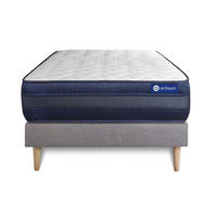 BETT Actilatex tech Latex und Memory-Schaum 90 x 200 cm h4 - Kit Bettgestell Grau - Beige/Grau, Karton/Holz (90/200cm) - ACTISOM
