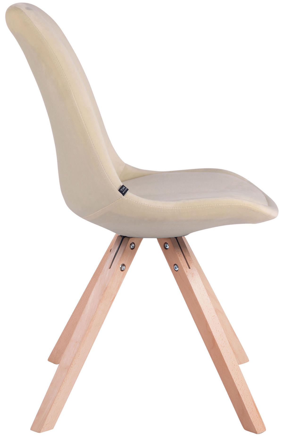 STUHL Samt creme - Eukalyptusholzfarben/Creme, Holz/Textil (48/84/56cm) - CLP