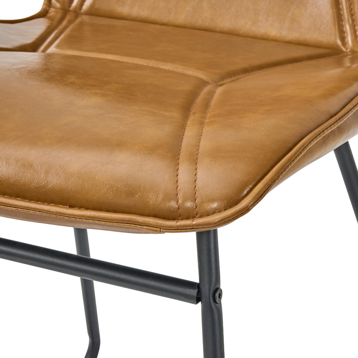 STUHL-SET DE-36851 2 Stück mit Kunstlederbezug Cognacbraun - Braun, Metall (47.5/81.5/60cm) - ComfortXL