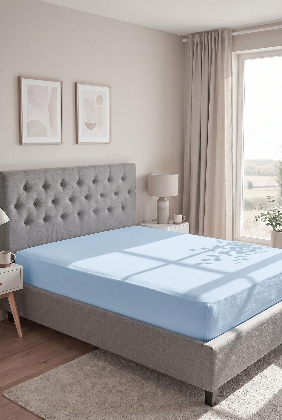 SPANNBETTTUCH Basic Jersey taubenblau, 140x200 cm - 160x200 cm - Blaugrau, Textil (160/200cm) - biberna