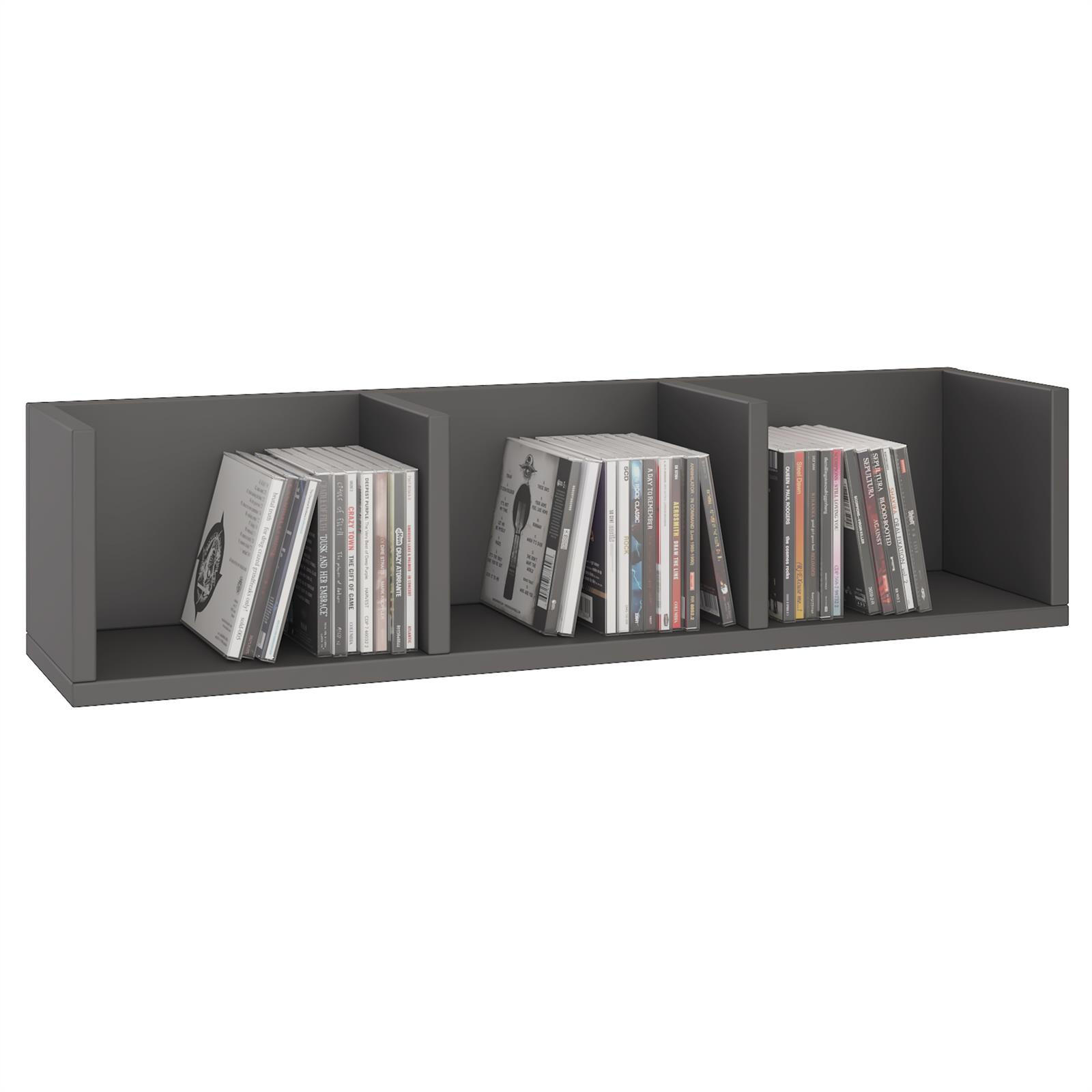 CARO-Möbel Cd/Dvd- Grau 75x18x18 cm