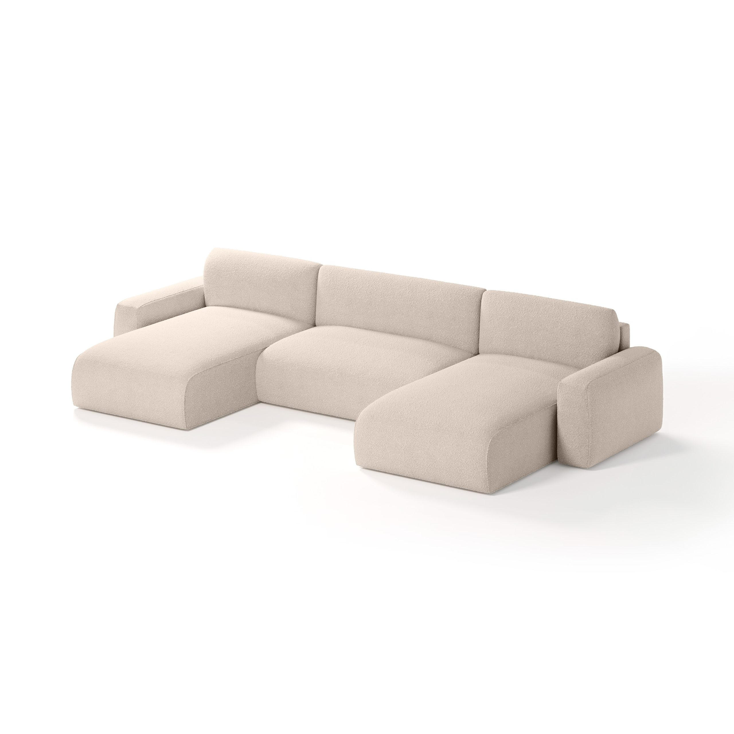 WOHNLANDSCHAFT aus Bouclé-Stoff Witsum U 8 Sitzer, Beige - Beige, Textil (185/70/398cm) - Meblito