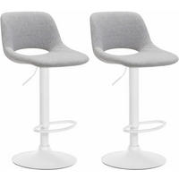 BARHOCKER 2er Set Stoff hellgrau - Hellgrau/Weiß, Textil/Metall (42/86/46cm) - CLP