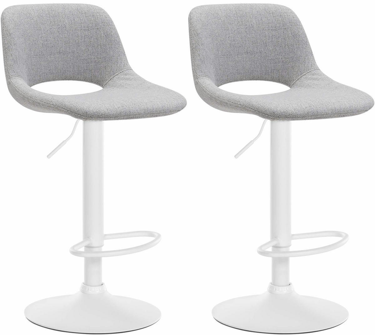 BARHOCKER 2er Set Stoff hellgrau - Hellgrau/Weiß, Textil/Metall (42/86/46cm) - CLP