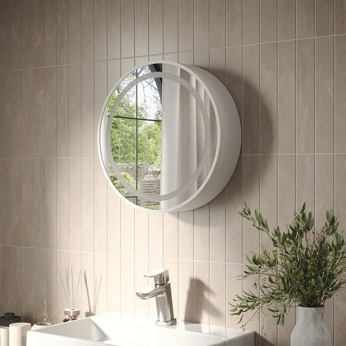 KOUPELNOVÁ ZRCADLOVÁ SKŘÍŇKA Silva Bílá 50 x 50 cm s 5 úložnými prostory - bílá, sklo (50/50/13cm) - Vicco