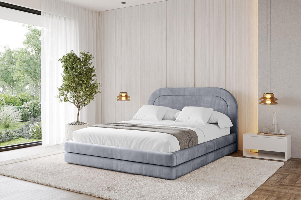 POLSTERBETT mit Bettkasten und Lattenrost, Boxbett ohne Matratze - LERIS 120x200 Grau - Grau, Holzwerkstoff/Textil (120/200cm) - ALTDECOR