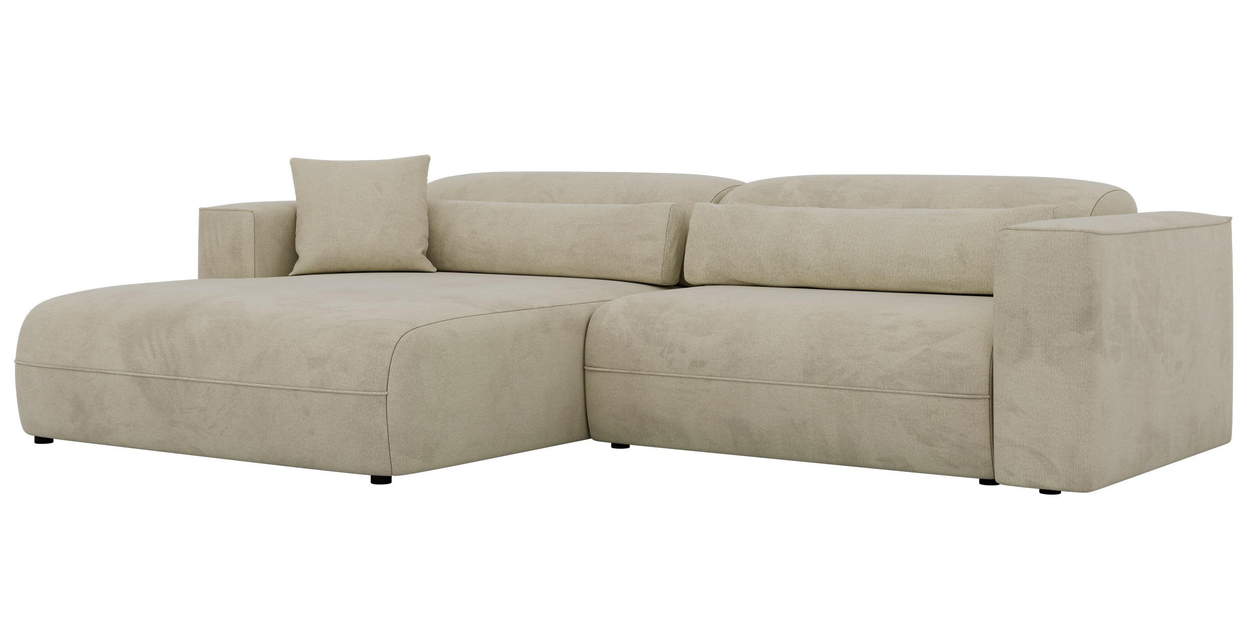 ROHOVÁ SEDAČKA PAZURRO L - Béžová Samet - Vlevo - černá/béžová, textil/plast (288/180cm) - MKS