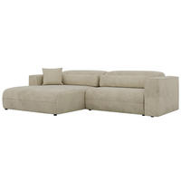 ROHOVÁ SEDAČKA PAZURRO L - Béžová Samet - Vľavo - čierna/béžová, textil/plast (288/180cm) - MKS