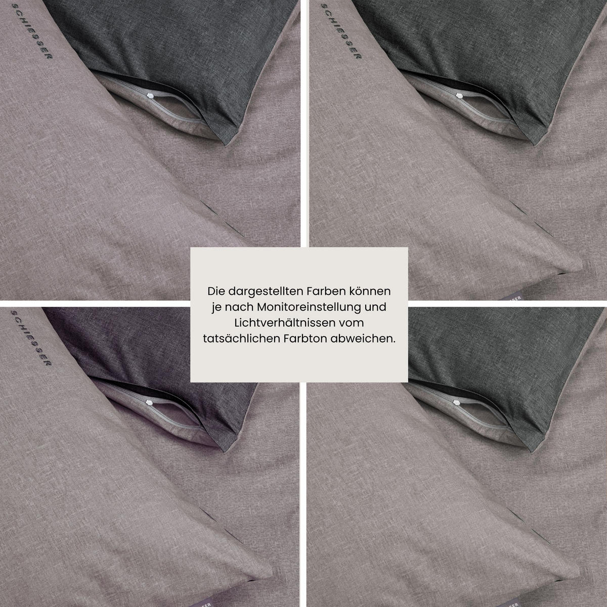 KISSENHÜLLENSET Doubleface Renforcé 2-teilig 40x80 cm Grau-Schwarz - Schwarz, Textil (40/80cm) - SCHIESSER