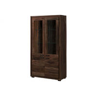VITRINE Akazie 98x40x180 dunkelbraun lackiert BARK #208 - Dunkelbraun, Holz (98/180/40cm) - Massivmoebel24