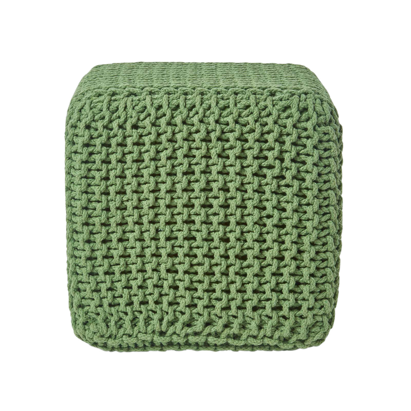 Homescapes Strick-Pouf Waldgrün 35x35x35 cm