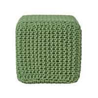 STRICK-POUF tannengrün, Sitzwürfel 35/35/35 cm - Waldgrün, Textil (35/35/35cm) - Homescapes