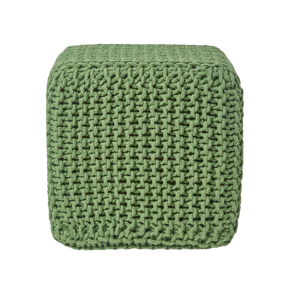 STRICK-POUF tannengrün, Sitzwürfel 35/35/35 cm - Waldgrün, Textil (35/35/35cm) - Homescapes