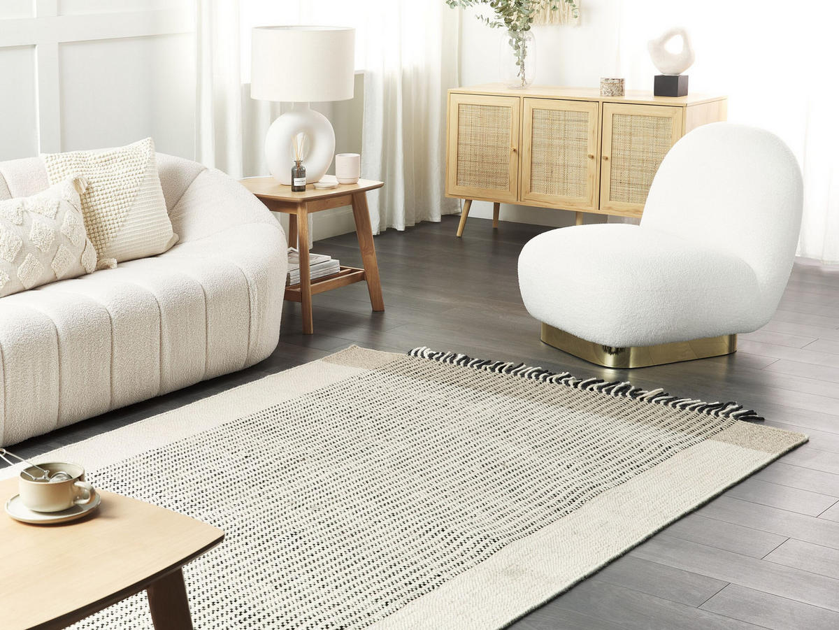TEPPICH geflochten Divarli 230/160 cm - Beige, Textil (160/230cm) - Beliani