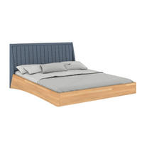 MASSIVHOLZBETT Ulf 180/200, schwebende Optik, Naturfarben-Denim Blau - Buchefarben, Holz/Buchenholz (180/200cm) - Visby