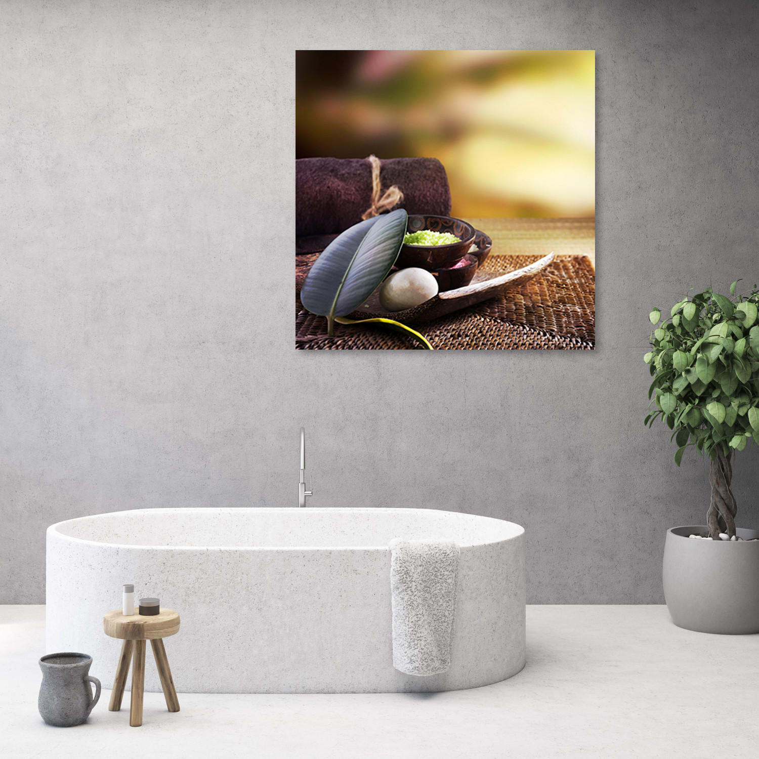 WANDBILD zen spa pflanzen - Lila, Textil (50/50cm) - Feeby