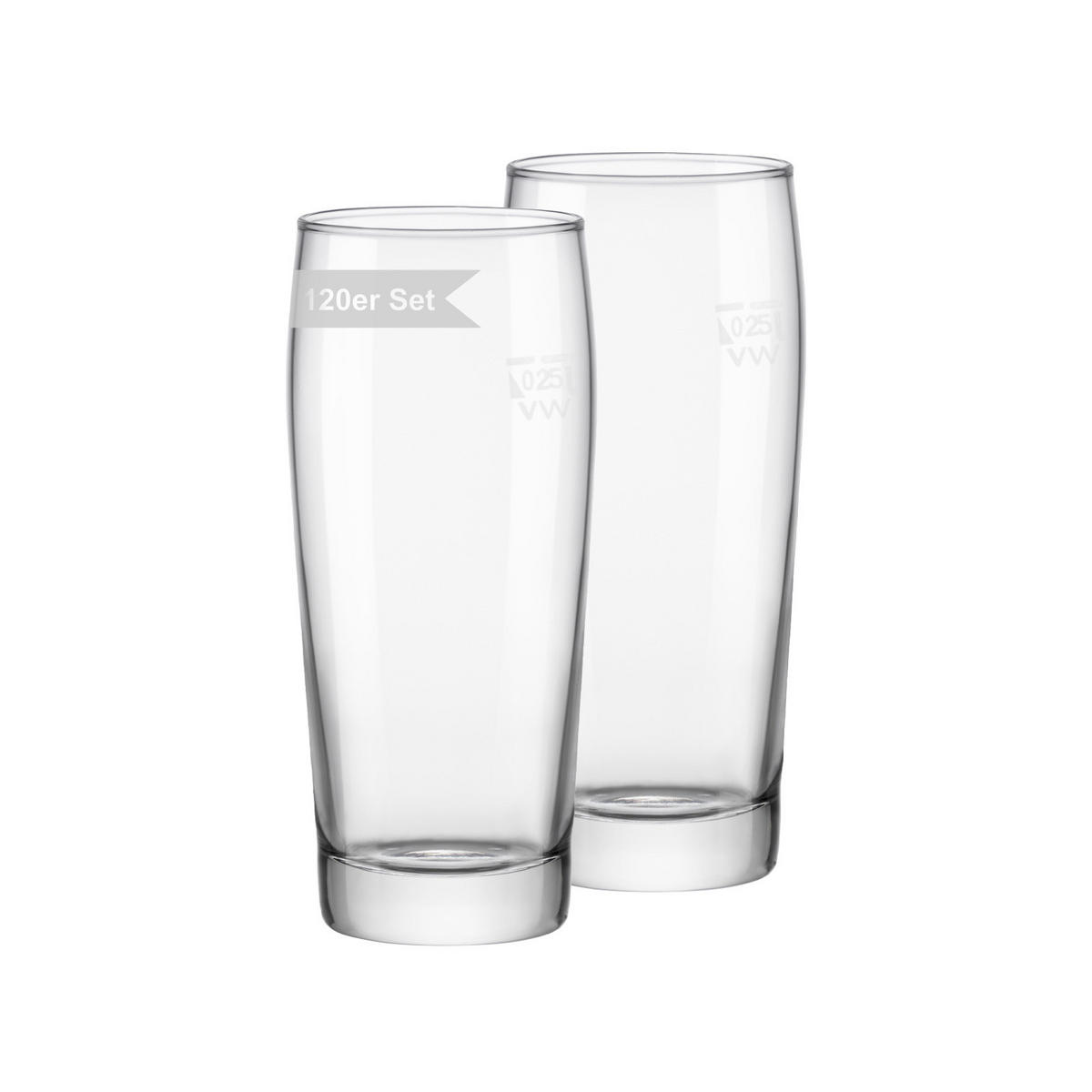 WILLI BECHER GEEICHT transparent 0,25 l 120er Set - Transparent, Glas (0.25L) - Van Well