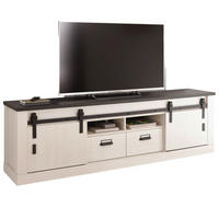 TV-LOWBOARD weiß Pinie, anthrazit, Landhaus, TV Unterteil Komforthöhe 201 x 61 cm - Anthrazit/Weiß, Holzwerkstoff/Metall (201/61/43cm) - Furn.Design