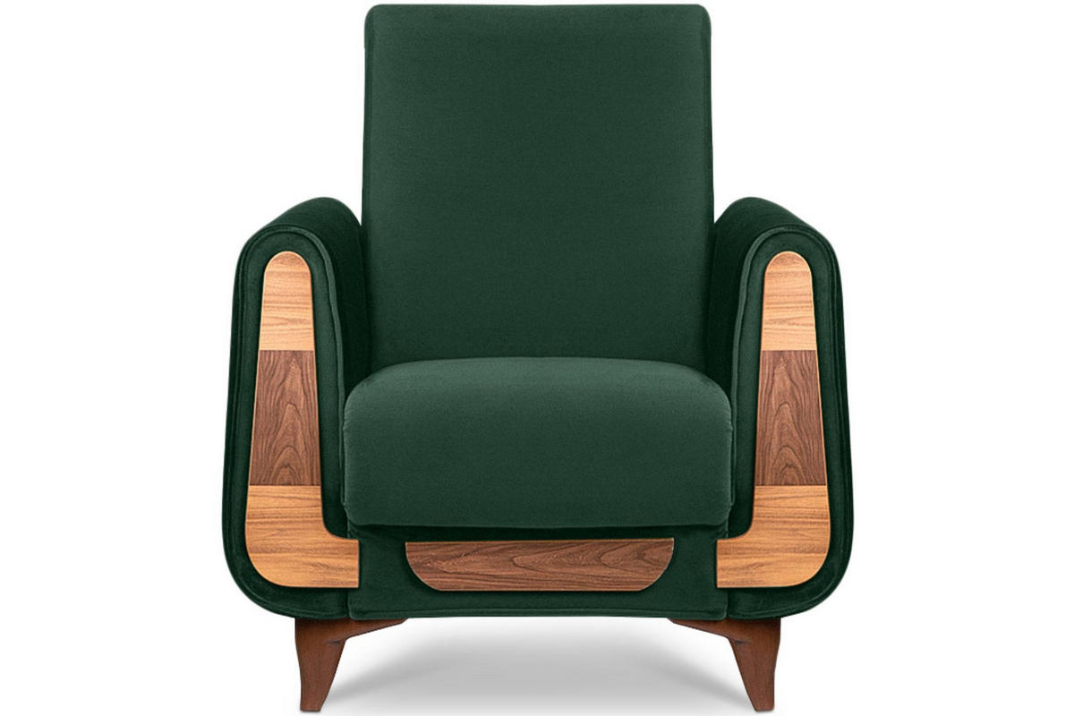 SESSEL GUSTAVO mit Armlehnen, dunkelgrün - Dunkelgrün/Braun, Holz/Holzwerkstoff (83/95/92cm) - KONSIMO®