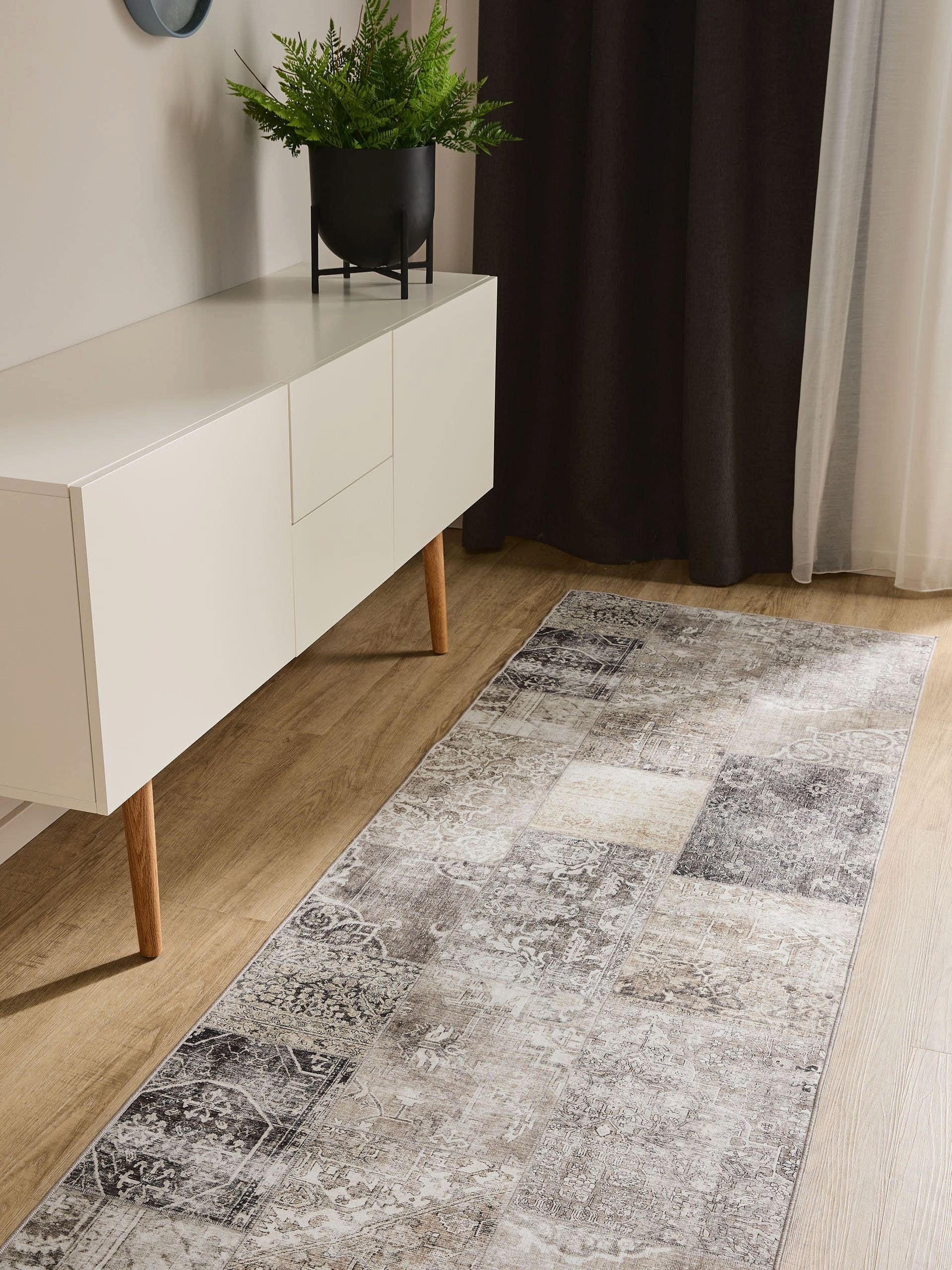 VINTAGE-LÄUFER George waschbar 80x240 cm - Grau, Kunststoff (80/240cm) - benuta