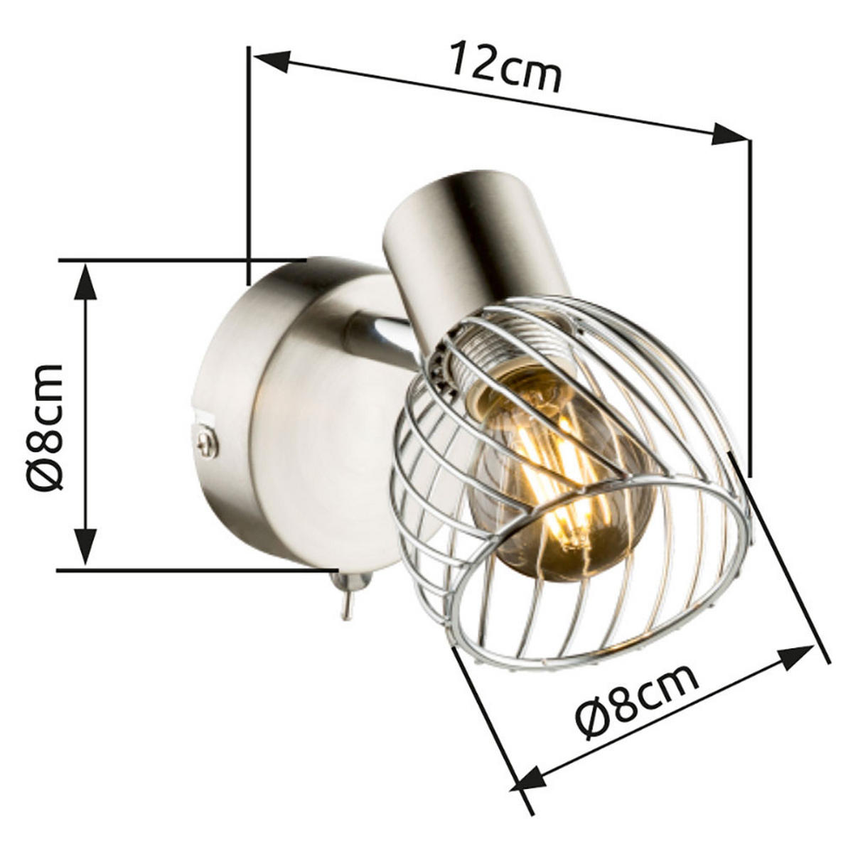 WANDLEUCHTE TEXAS, Chrom, Silber, schwenkbar - Silberfarben, Metall (8/12/12cm) - Globo Lighting