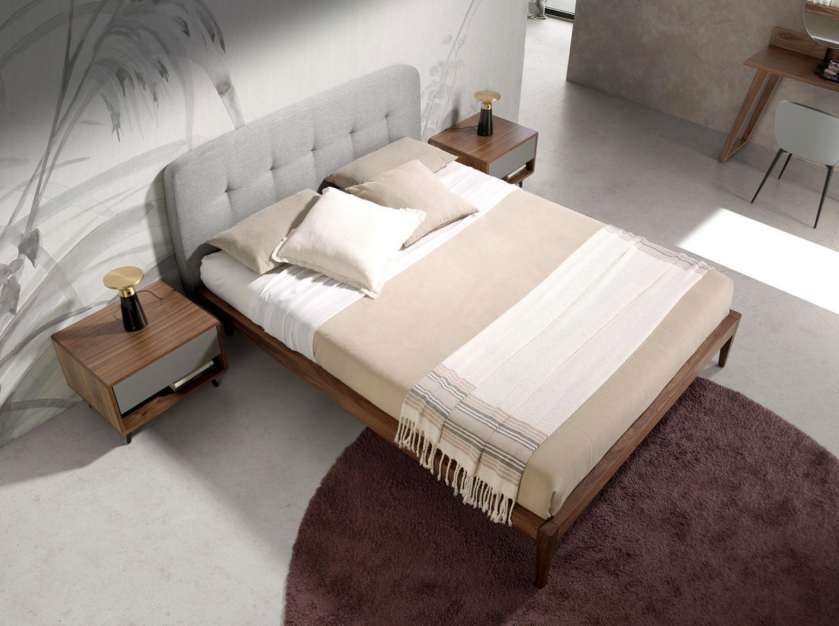 BETT Rechteckig Grau Walnuss 172/217/98 cm - Walnussfarben/Grau, Textil - ANGEL CERDA